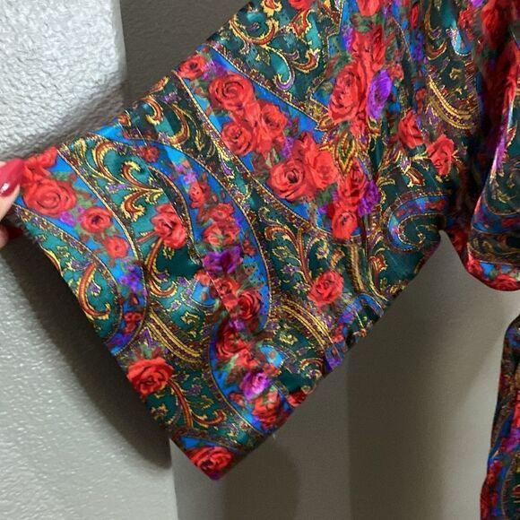 Victorias Secret Vintage Gold Label Satin Semi Sheer Robe Floral - Picture 4 of 10